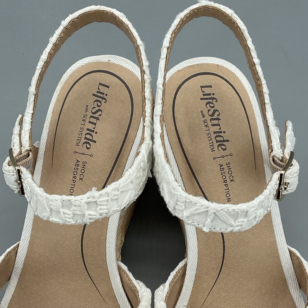 NEW Lifestride Women’s Tahlia Espadrille Wedge Sandals White Size 7.5W - Picture 6 of 10
